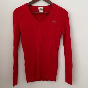 Lacoste Cable Knit Sweater Red